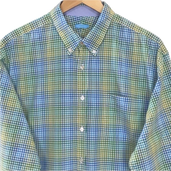 J McLaughlin Green Blue Plaid Cotton Button Down Long Sleeve Shirt Size …New - Picture 3 of 9